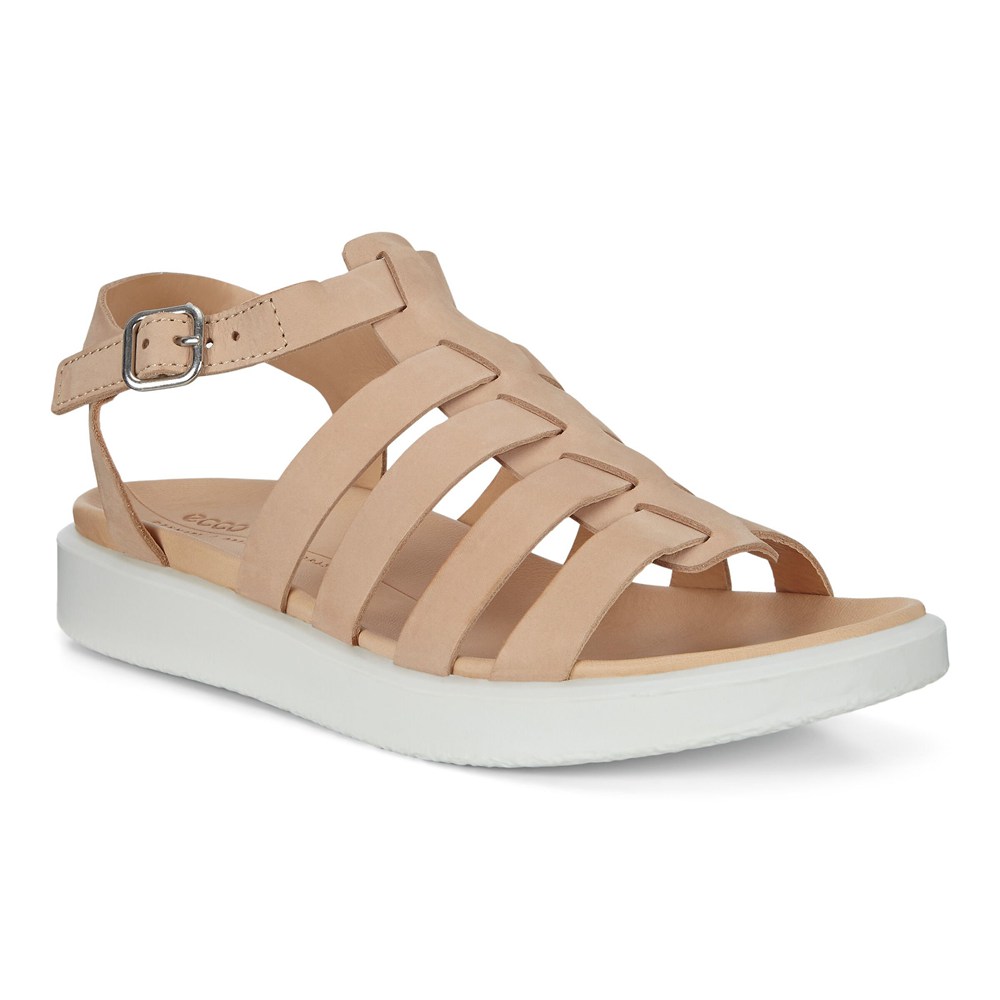 ECCO Womens Sandals Beige - Flowt Lx Flat - VBQ-732690